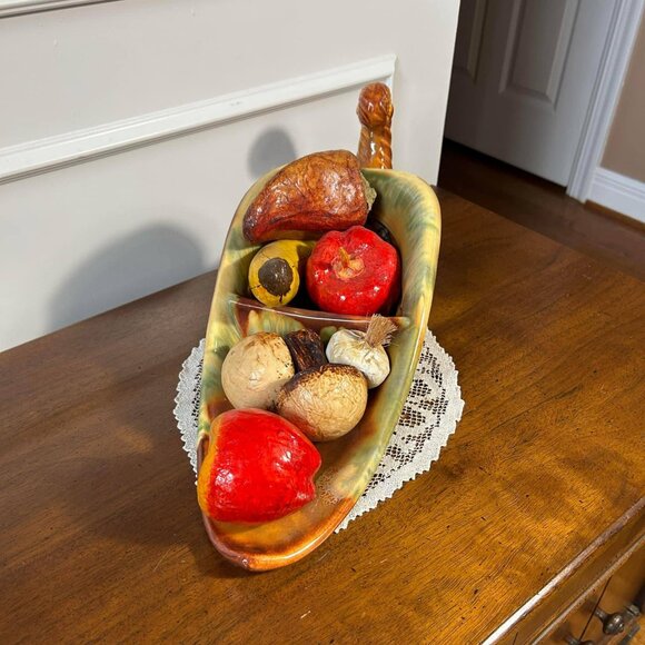 MCM ceramic Cornucopia Horn of Plenty divided 18” centerpiece - Picture 4 of 10